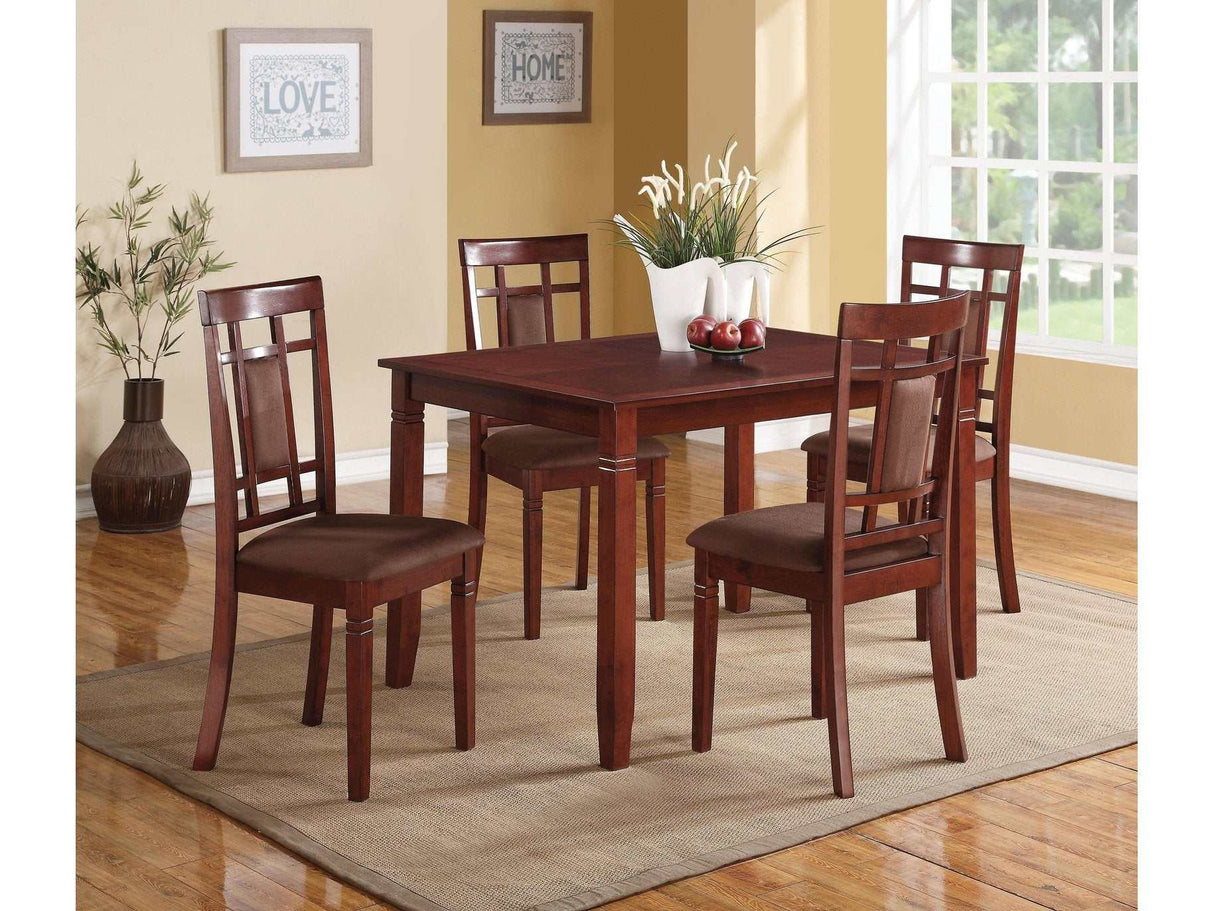 Sonata Cherry & Chocolate Microfiber Dining Set (5Pc Pk) - Ornate Home