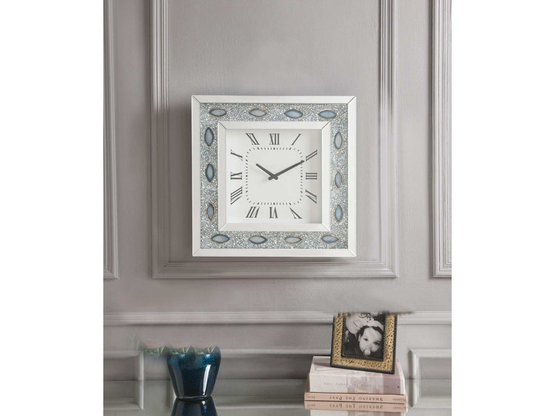Sonia Mirrored & Faux Agate Wall Clock - Ornate Home
