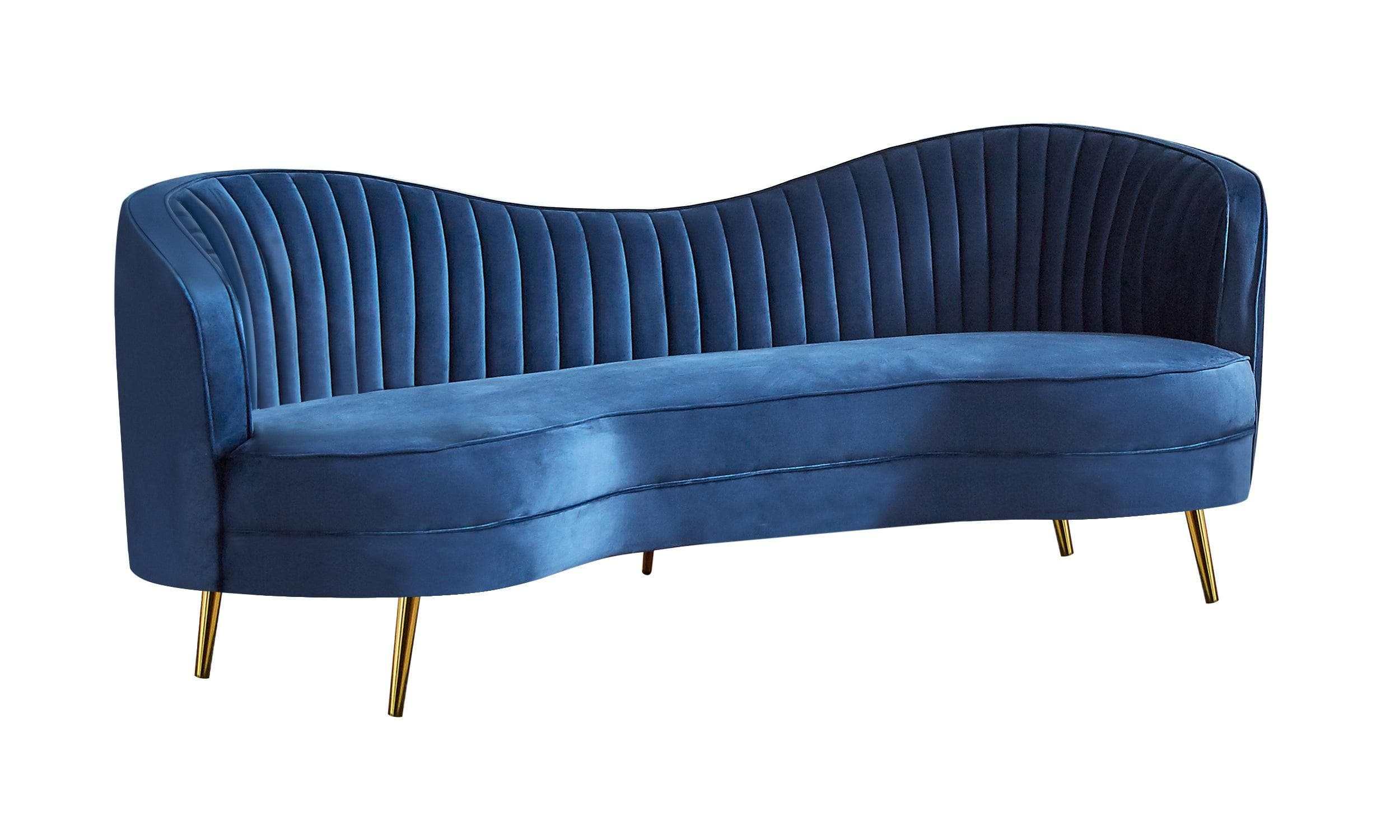 Sophia Blue & Gold Stationary Sofa - Ornate Home