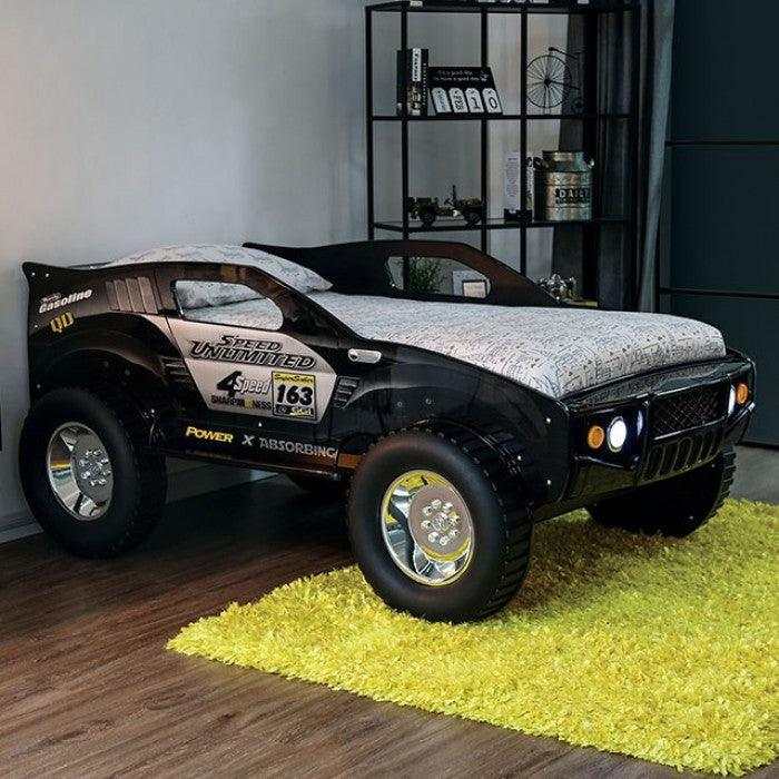 Speed Jump - Black Off-Road - Twin Car Bed w/ LED Headlights - Ornate Home