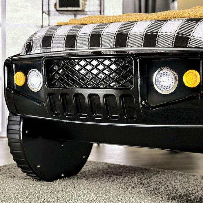 Speed Jump Black Off-Road Twin Car Bed w/ LED Headlights - Ornate Home