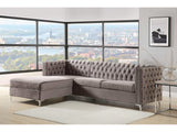 Sullivan Gray Velvet Sectional Sofa w/ Storage Chaise - Ornate Home