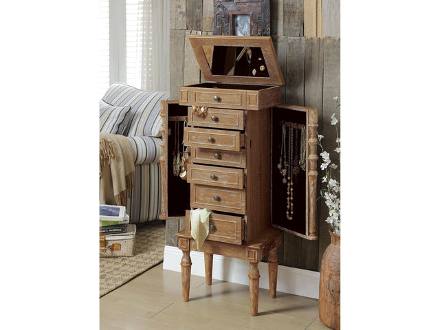 Taline Weathered Oak Jewelry Armoire - Ornate Home