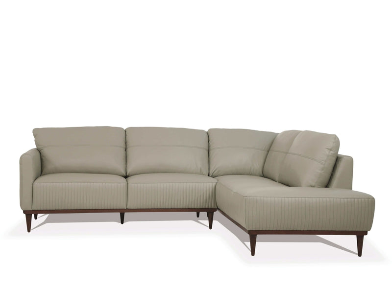 Tampa Airy Green Leather Sectional Sofa - Ornate Home