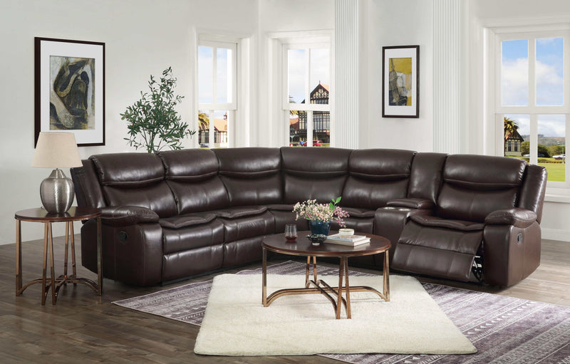 Tavin Espresso LeatherAire Match Sectional Sofa (Motion) - Ornate Home