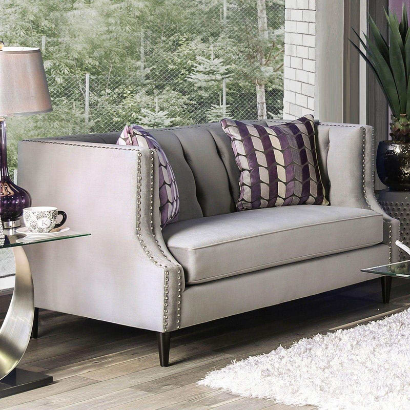 Tegan - Gray - Stationary Sofa & Loveseat - 2pc - Ornate Home
