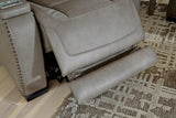 The Man-Den Gray Power Reclining Loveseat w/ Console - Ornate Home