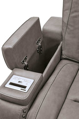 The Man-Den Gray Power Reclining Sofa & Loveseat - Ornate Home