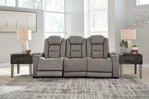 The Man-Den Gray Power Reclining Sofa & Loveseat - Ornate Home