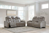 The Man-Den Gray Power Reclining Sofa & Loveseat - Ornate Home