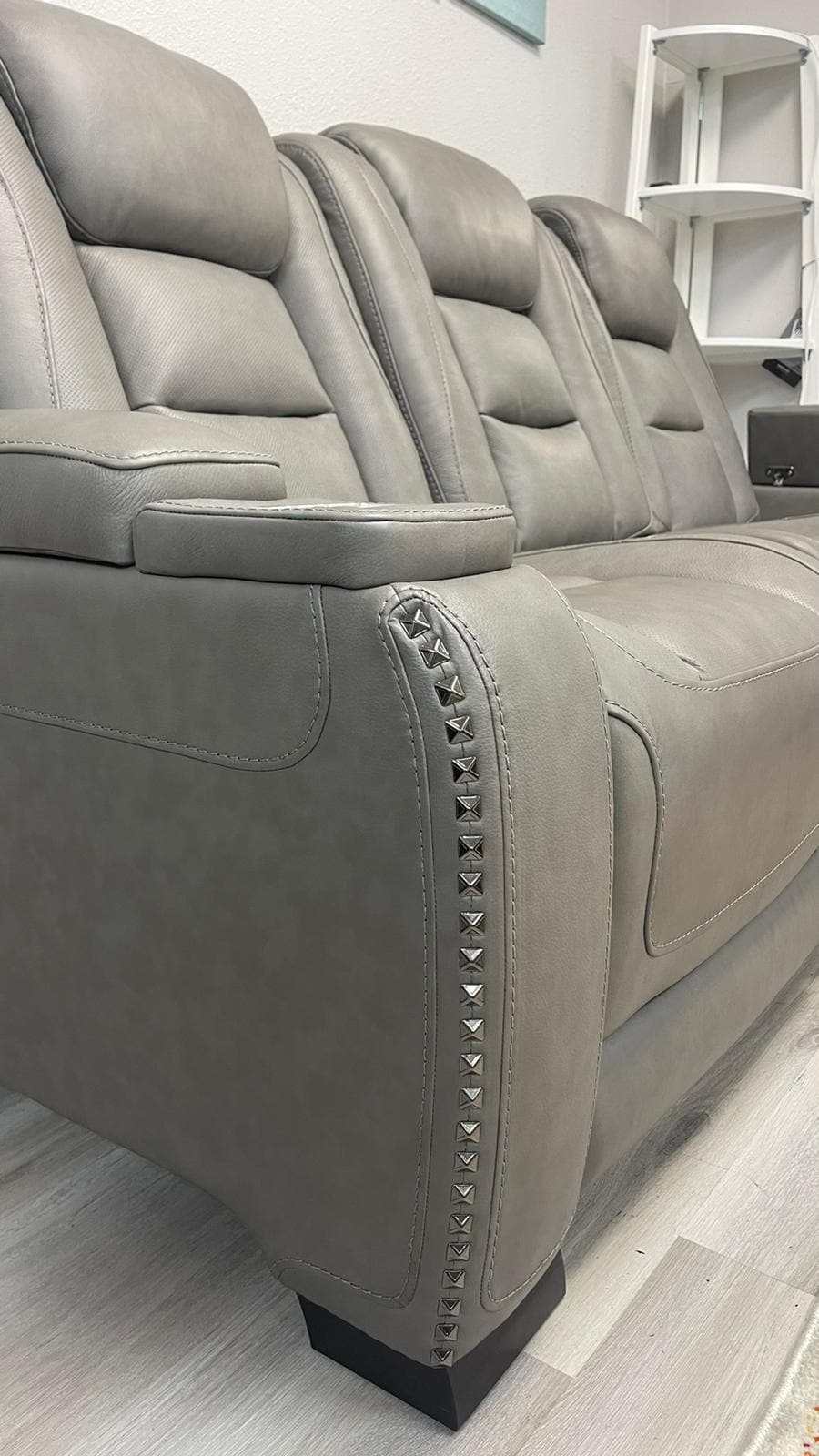 The Man-Den Gray Power Reclining Sofa & Loveseat - Ornate Home