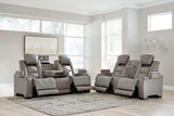 The Man-Den Gray Power Reclining Sofa & Loveseat - Ornate Home