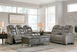 The Man-Den Gray Power Reclining Sofa & Loveseat - Ornate Home