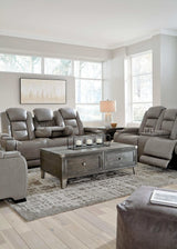 The Man-Den Gray Power Reclining Sofa & Loveseat - Ornate Home