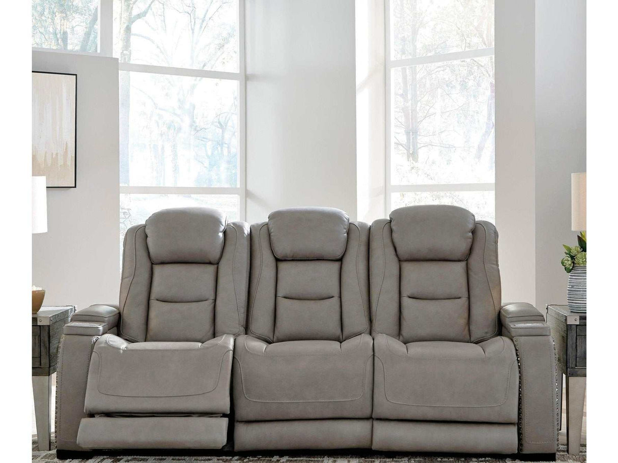 The Man-Den Gray Power Reclining Sofa - Ornate Home