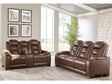 The Man-Den Mahogany Power Reclining Sofa & Loveseat - Ornate Home