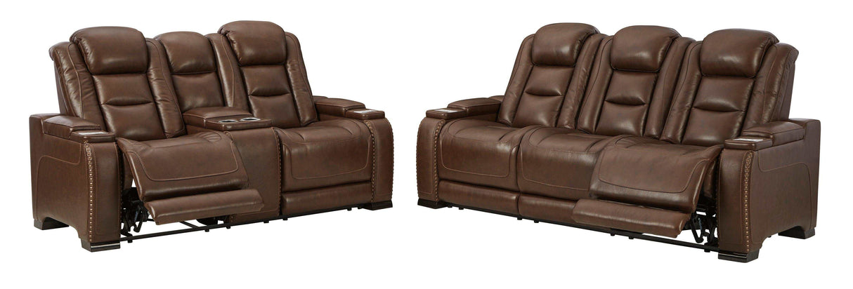 The Man-Den Mahogany Power Reclining Sofa & Loveseat - Ornate Home