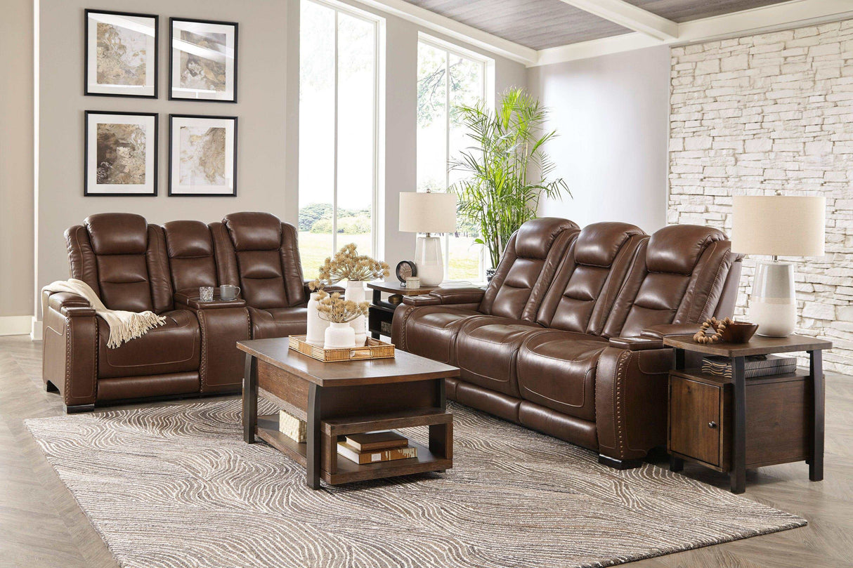 The Man-Den Mahogany Power Reclining Sofa & Loveseat - Ornate Home