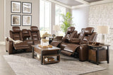 The Man-Den Mahogany Power Reclining Sofa & Loveseat - Ornate Home