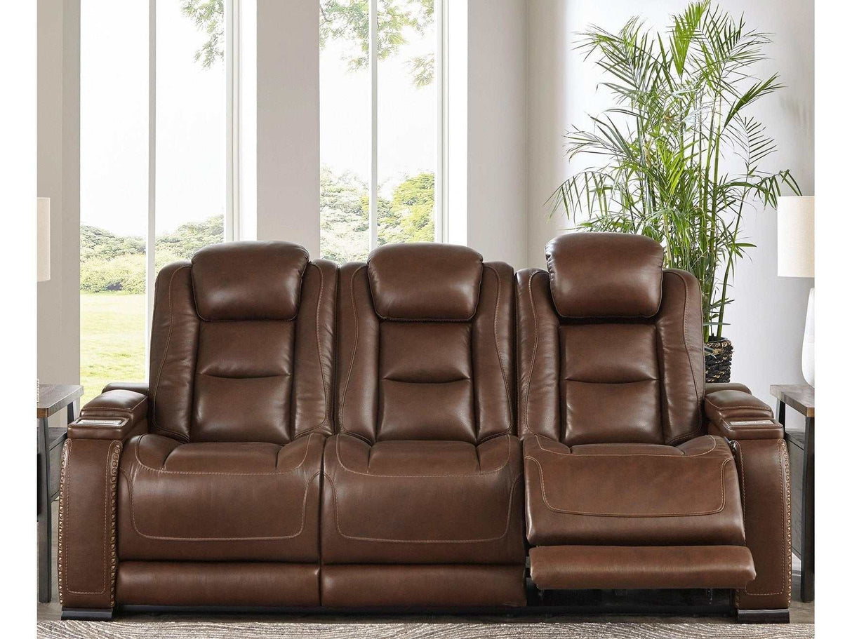 The Man-Den Mahogany Power Reclining Sofa - Ornate Home