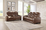 The Man-Den Mahogany Power Reclining Sofa - Ornate Home