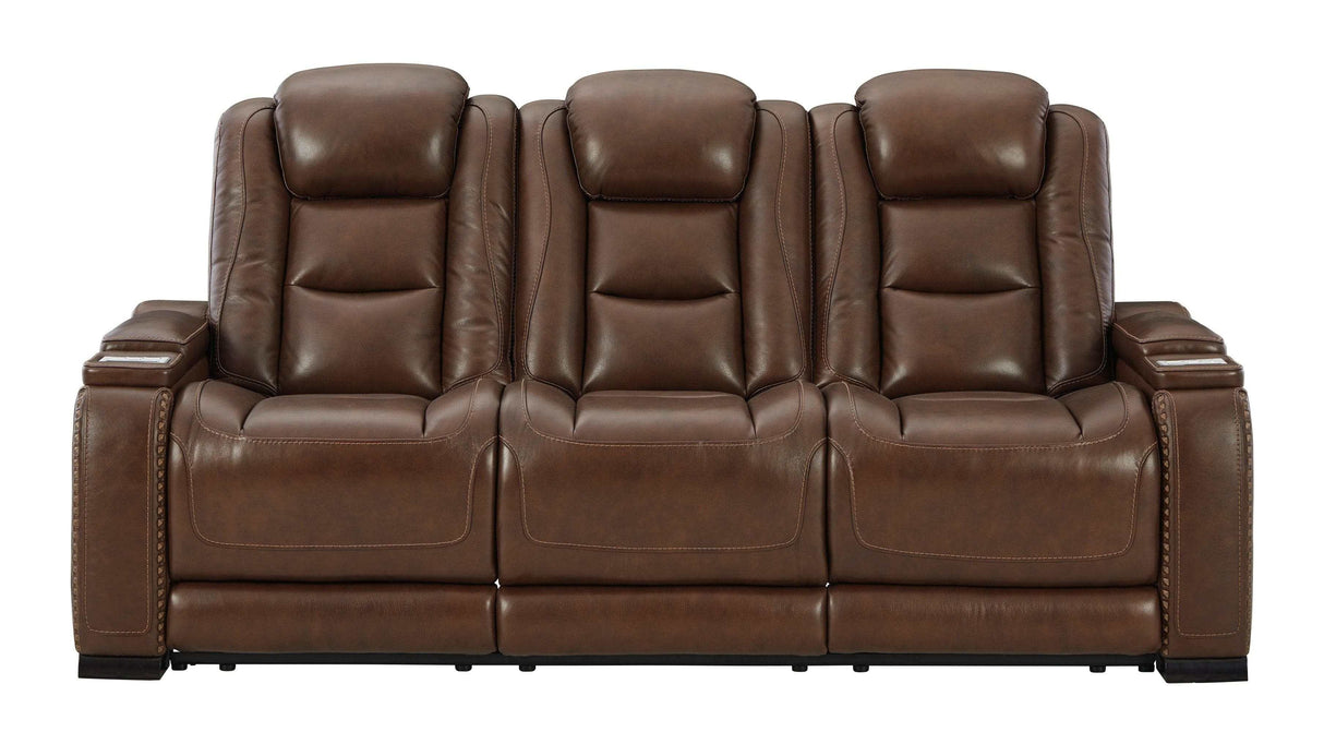 The Man-Den Mahogany Power Reclining Sofa - Ornate Home