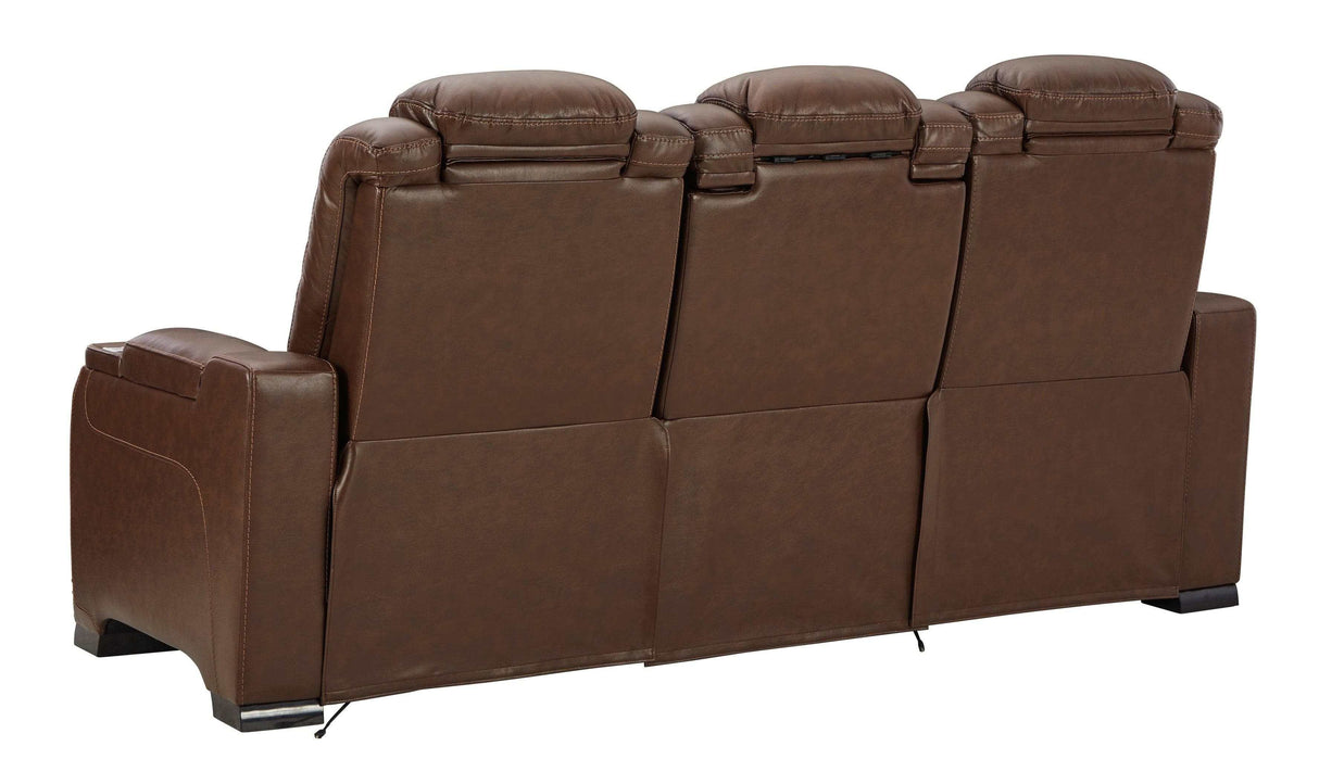 The Man-Den Mahogany Power Reclining Sofa - Ornate Home