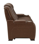 The Man-Den Mahogany Power Reclining Sofa - Ornate Home