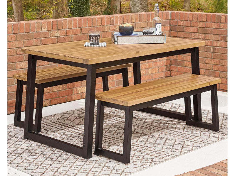Town Wood Outdoor Dining Table Set (Set of 3) - Ornate Home