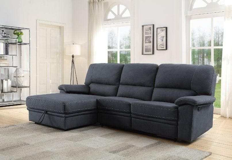 Trifora Dark Gray Fabric Reclining Sectional Sofa w/Storage - Ornate Home