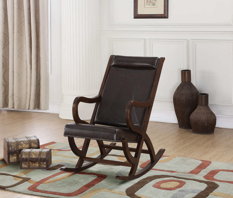 Triton Espresso PU & Walnut Rocking Chair - Ornate Home