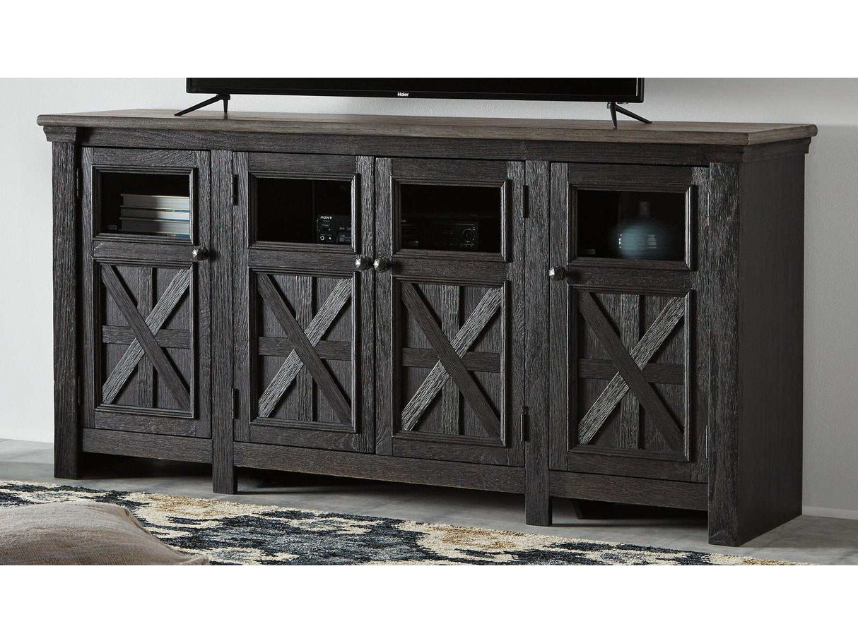 Tyler Creek Black/Gray 74" TV Stand - Ornate Home