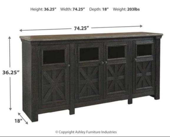 Tyler Creek Black/Gray 74" TV Stand - Ornate Home