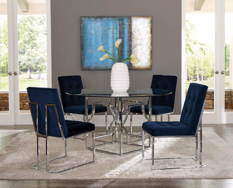 Ronan Ink Blue & Chrome Dining Chairs (Set Of 2) - Ornate Home
