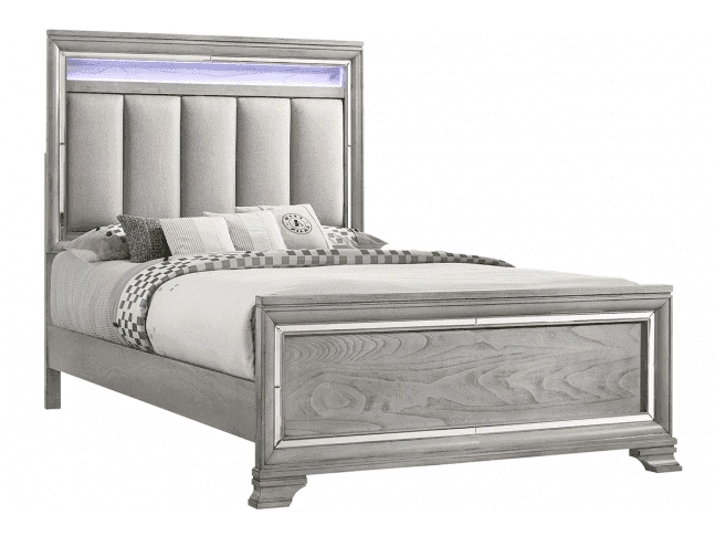 Vail Gray LED King Panel Bed - Ornate Home