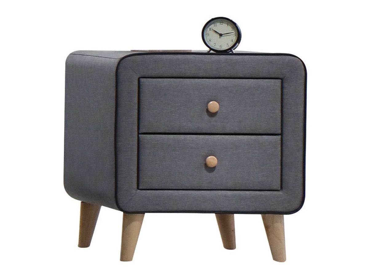 Valda Light Gray Fabric Nightstand - Ornate Home