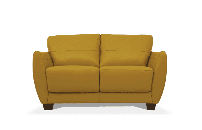 Valeria Mustard Leather Loveseat - Ornate Home