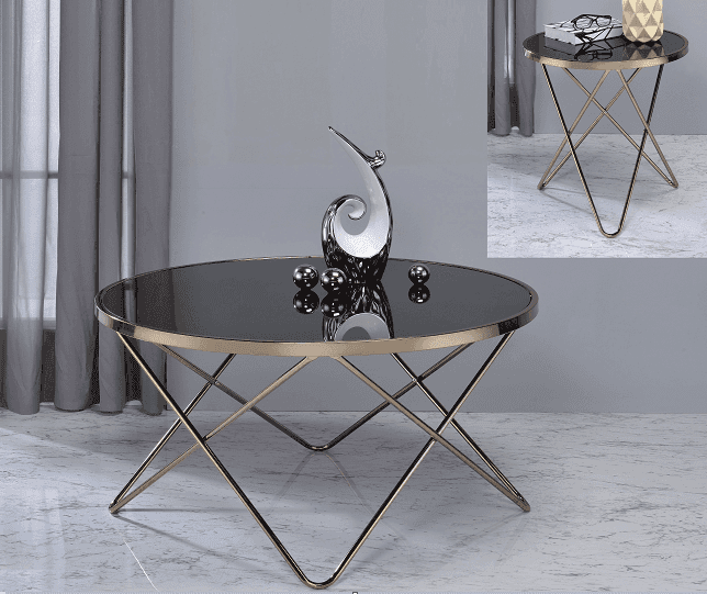 Valora Champagne & Black Glass Coffee Table - Ornate Home