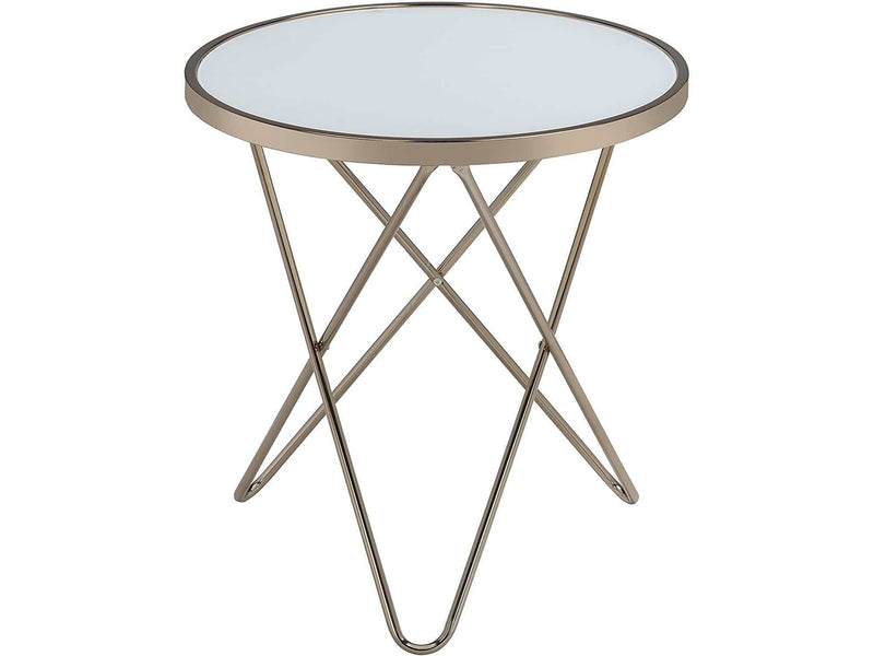 Valora Champagne & Frosted Glass End Table - Ornate Home