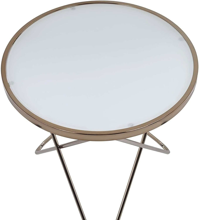 Valora Champagne & Frosted Glass End Table - Ornate Home