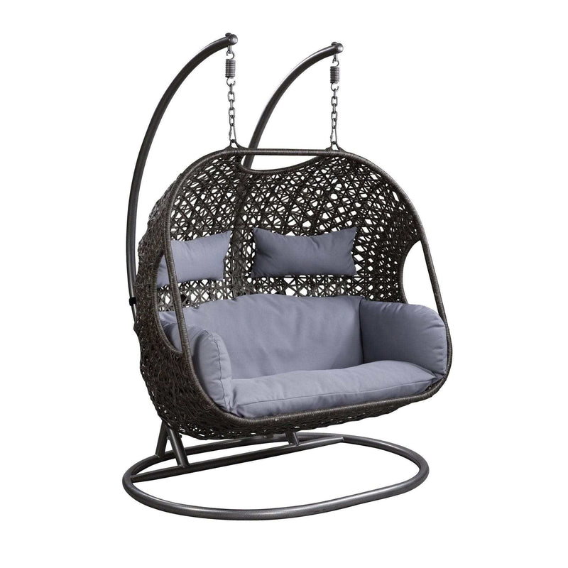 Vasant Gray & Black Patio Swing Chair w/ Stand - Ornate Home