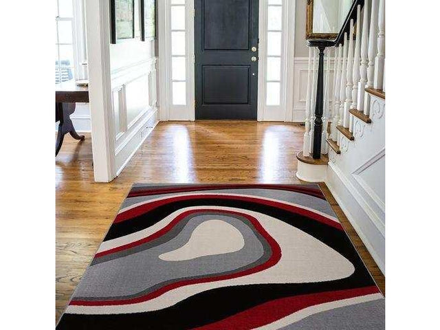 Crystal Burgundy/Cream Modern Geometric Indoor Non Slip Area Rugs - Ornate Home