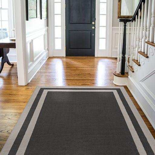 Crystal - Dark Gray/Cream - Modern Bordered Indoor Non Slip Area Rugs - Ornate Home