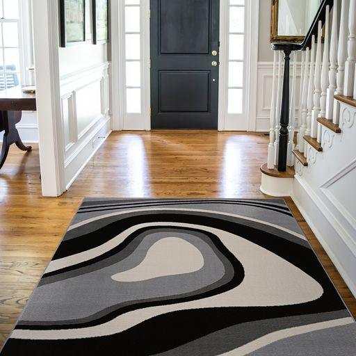 Crystal Gray/Cream Modern Geometric Indoor Non Slip Area Rugs - Ornate Home