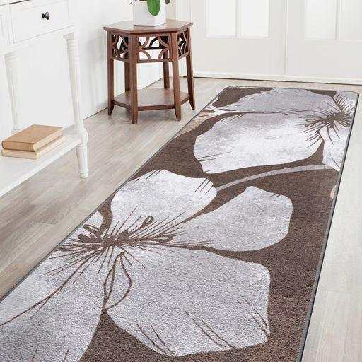 Solana - Brown/Gray - Floral Indoor Non-Slip Area Rugs - Ornate Home