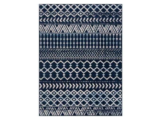 Crystal Navy Blue/Cream Modern Boho Indoor Non Slip Area Rugs - Ornate Home