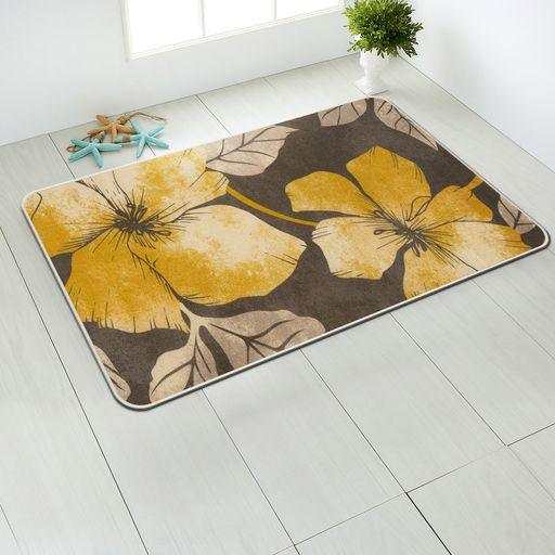 Solana Yellow/Brown Floral Indoor NonSlip Area Rugs - Ornate Home