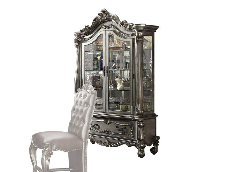Versailles Antique Platinum Curio Cabinet - Ornate Home