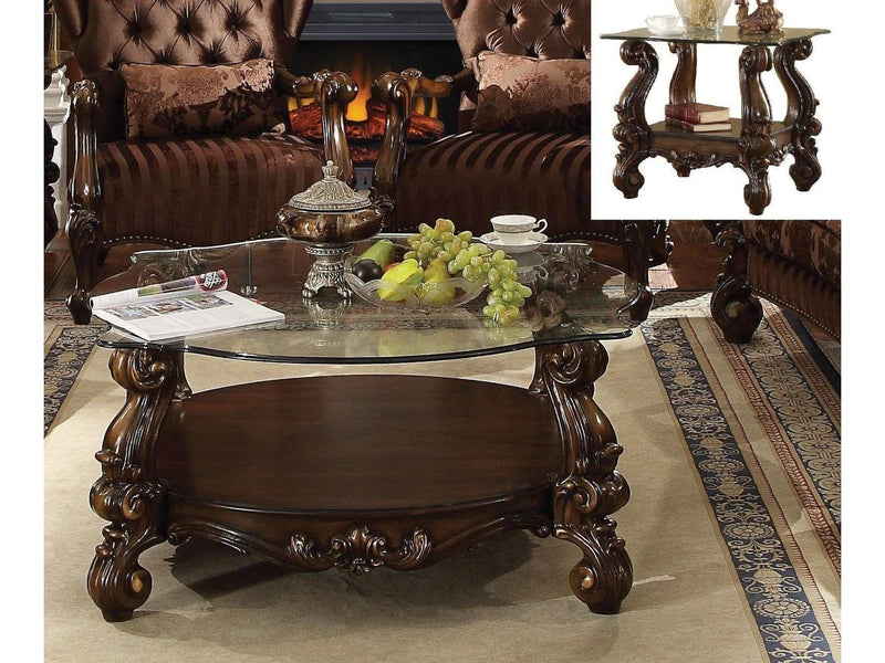 Versailles Cherry Oak & Clear Glass Coffee Table - Ornate Home