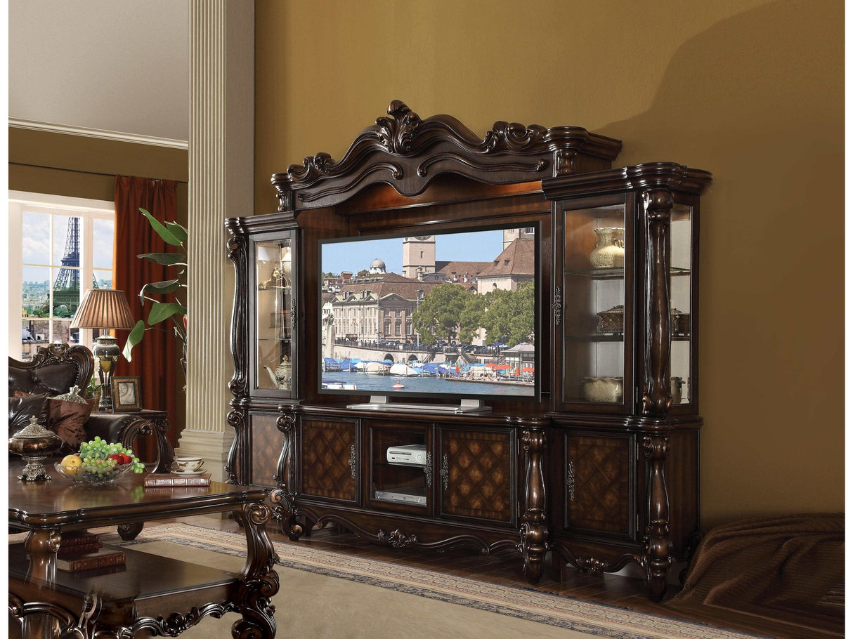 Versailles Cherry Oak Entertainment Center (Side Piers & Bridge) - Ornate Home